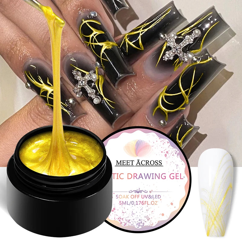 Spider Wire Drawing Gel Nail Polish Black White Spider Web Gel Nail Art Design Painting Liner Gel Semi Permanent Nails Varnish