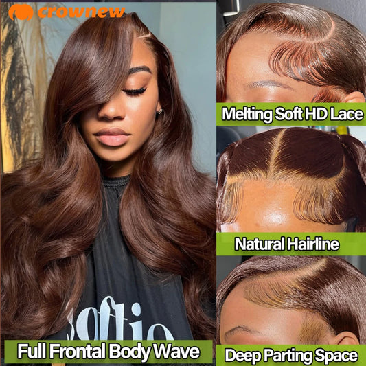 Chocolate Brown Lace Front Wig Human Hair 200% Body Wave Human Hair Wigs Pre Plucked 13x4 13x6 HD Lace Frontal Wig Brown Wig