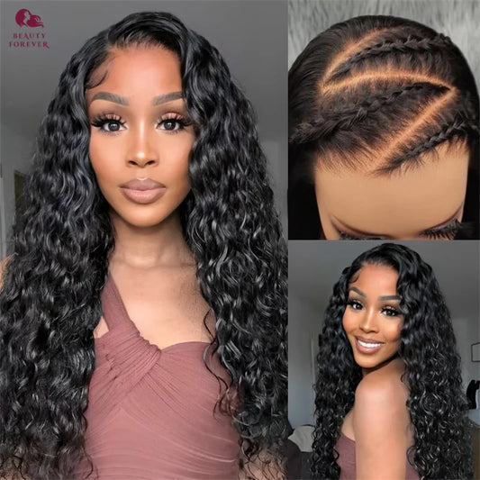 Beautyforever 13x4 Lace Frontal Glueless Human Hair Wig Water Wave 7x5 Bye Bye Knots Glueless Wig With Drawstring Ready to Wear