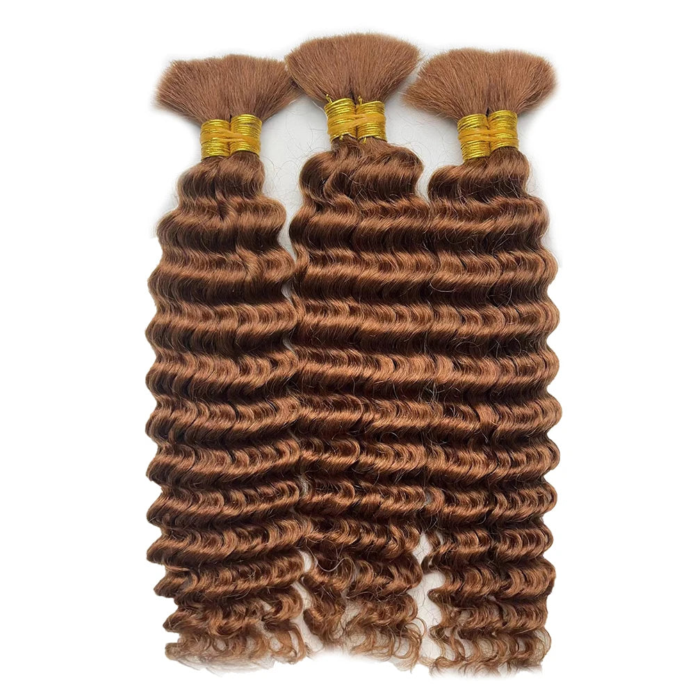 Deep Wave Bulk 100% Human Hair Braiding Blonde Ginger Curly Brazilian Hair for Human Hair Extensions for Micro Braiding No Weft