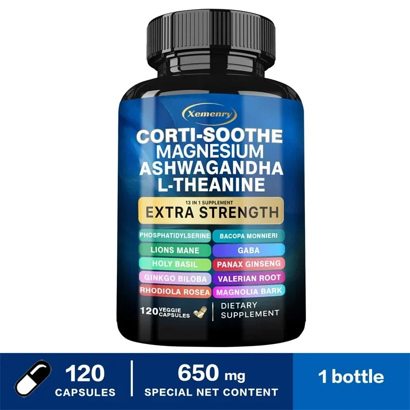 Corti-Soothe Cortisol with Magnesium, Ashwagandha, L-Theanine - Helps Lower Cortisol, Stabilize Mood and Promote Relaxation