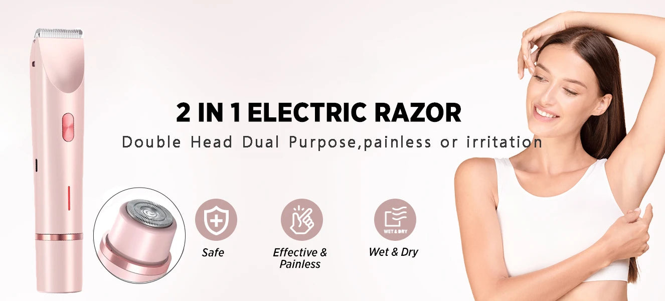 Electric Shaver for Women Arms Armpit Legs Pubic Hair Electric Razors for Women Rechargeable Bikini Trimmer for Women Body Hair