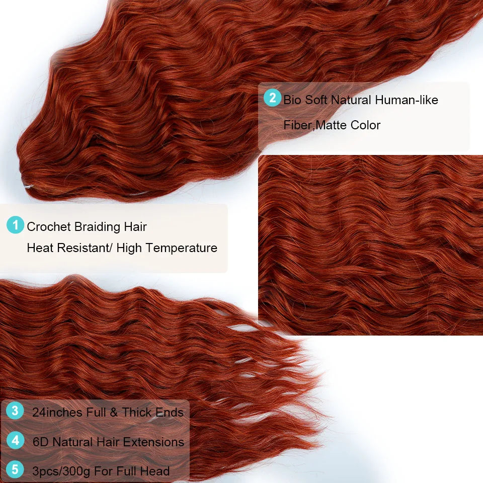 24 inches Body Deep Wave Crochet Braiding Pink Ombre Brown Hair Extensions Water Colored Braids Hair Blond Curly Hair Bundles