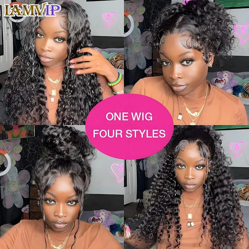 250 Density HD Invisi Strap 360 Full Lace Frontal Kinky Curly Wig 30 inch Black Human Hair Drawstring Snug Water Wig Glueless
