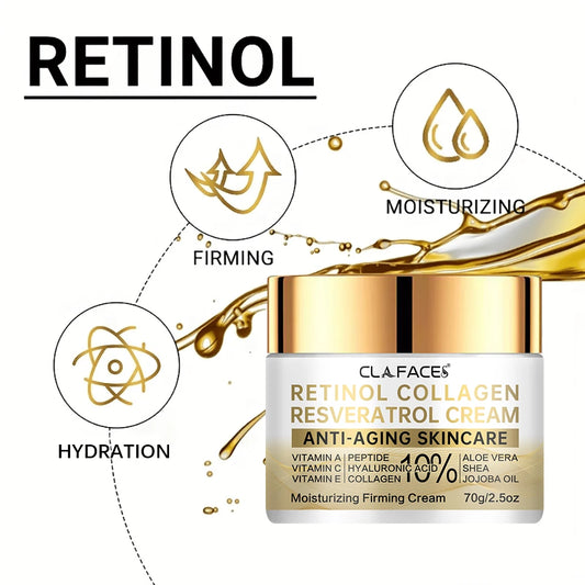 CLAFACES Retinol Cream | Contains 5% Arbutin + Hyaluronic Acid Gold Combination | Super Anti-Aging Cream | Hydrating