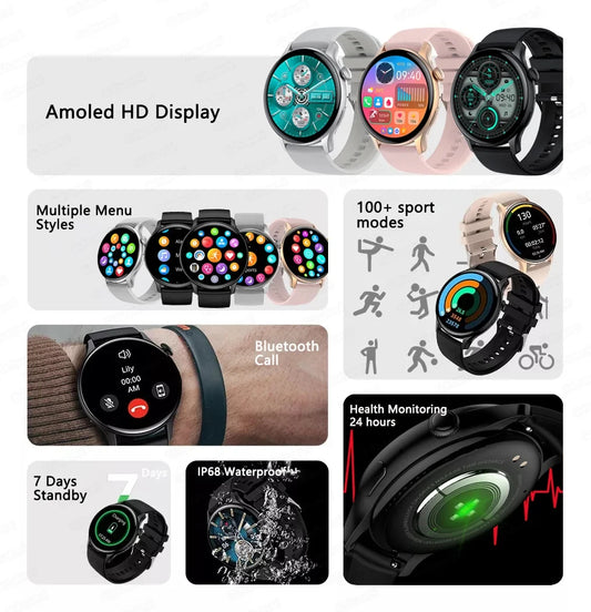 2024 New NFC Smart Watch Women 1.43 Inch AMOLED 466*466 HD Screen Always Display Sport Watch Women Bluetooth Call GPS Smartwatch