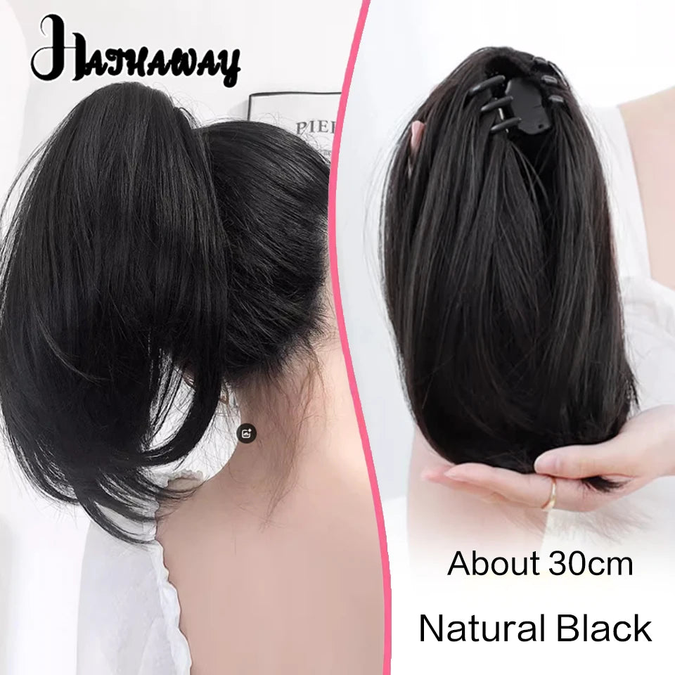 14 Inch Wavy Long Curly Hair Strap-type Pear Flower Curly Wig Ponytail Female Synthetic Fluffy Natural Shopping Commuting Wear