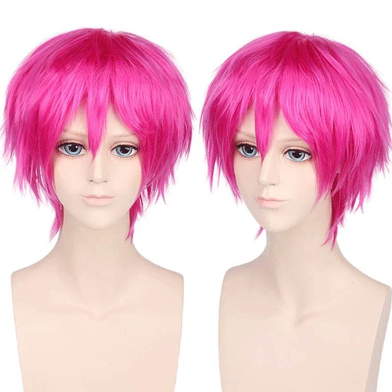 New Concubine Synthetic Bob Men's Short Straight Hair Cover Fake Cosplay Wig Ombre Green Black Blue Blonde Hairpiece