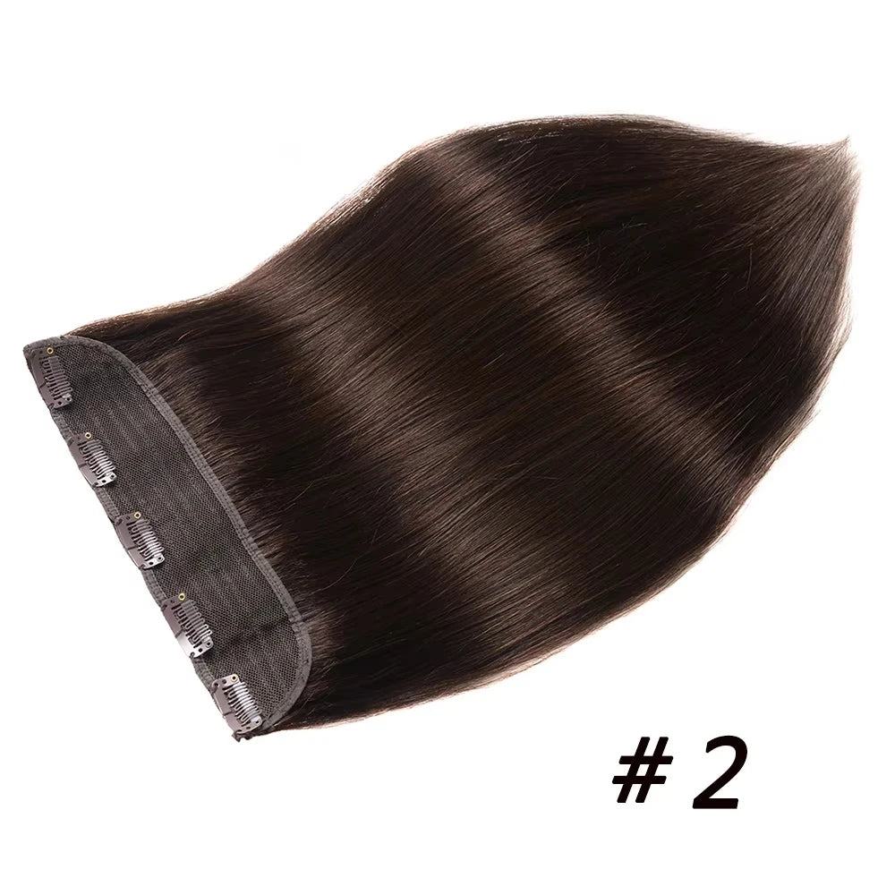 #6 Light Brown Bone Straight Clip In Hair Extensions 1 Piece 5 Clips Full Head One-Piece Clip In Human Hair Extensions 100G/Set