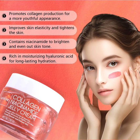 50g Collagen Niacinamide Jelly Cream Deep Moisturizing Pore Shrinking Brightening Niacinamide Gel Lifting Firming Face Skin Care