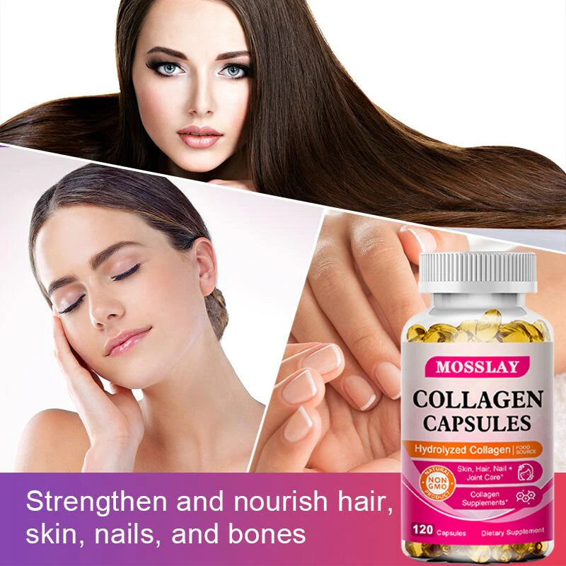 Collagen Capsules with Hyaluronic Acid and Vitamin C Complex, Skin Whitening Supplement