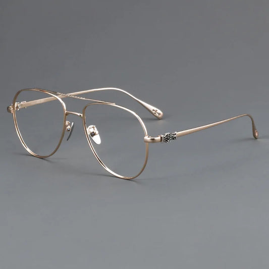 FIRADA Fashion Glasses Retro Pure Titanium Aviator Eyewear Comfortable Double Beam Prescription Eyeglasses Frame For Men 5125-C