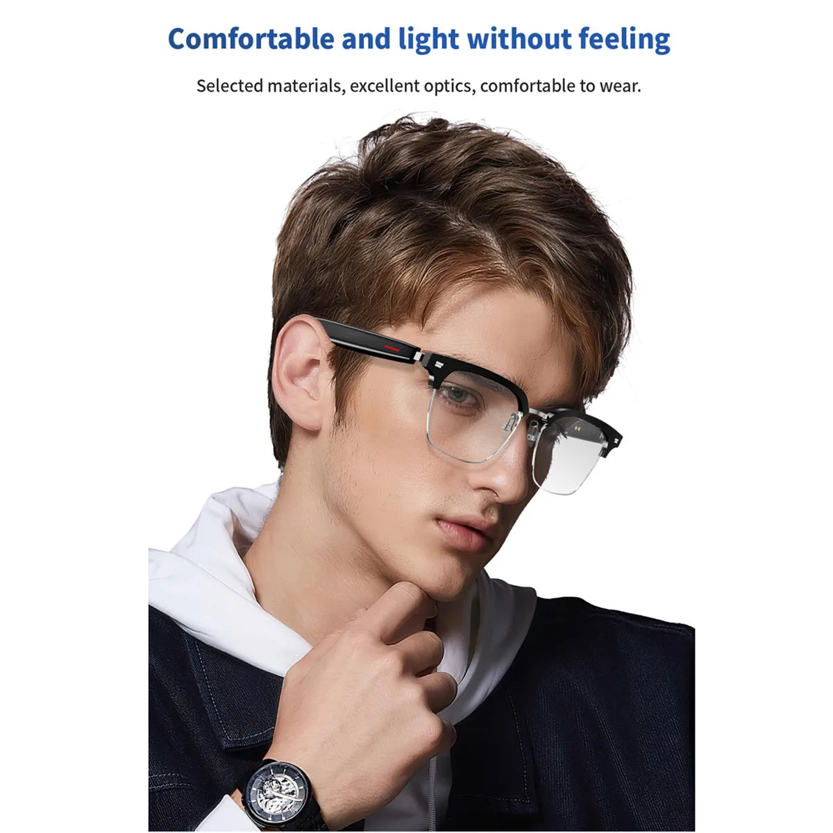 AI Smart Glasses Support Custom Myopia Lenese Bluetooth Call Remote Camera Play Song Voice Assistant Smart Prescriptions Glasses