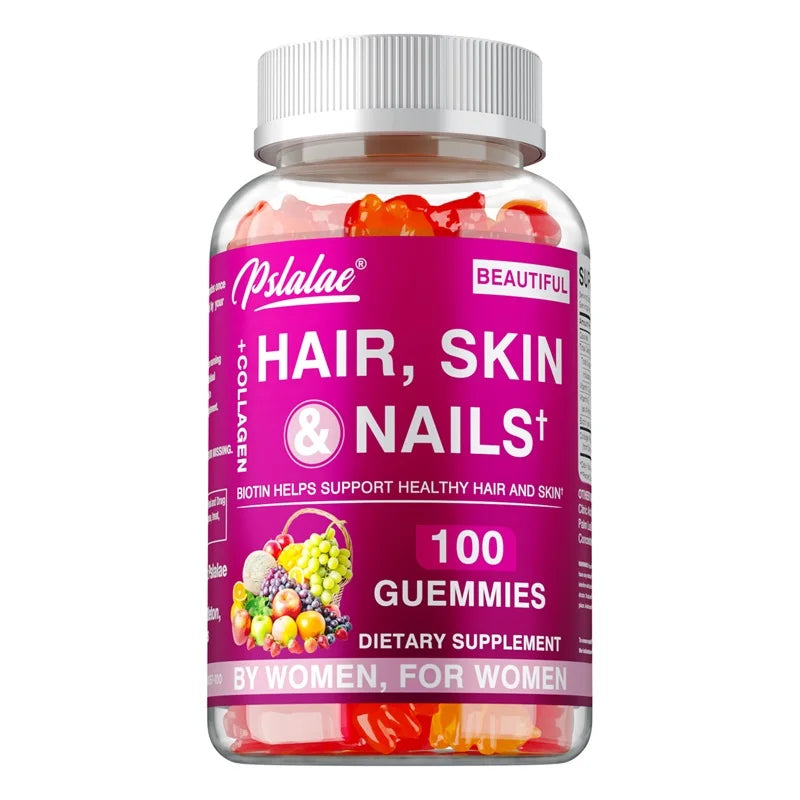 Hair Skin Nails Gummies - Increases Skin Elasticity, Skin Beauty, Promotes Hair Growth, Supports Healthy Hair, Skin, and Nails