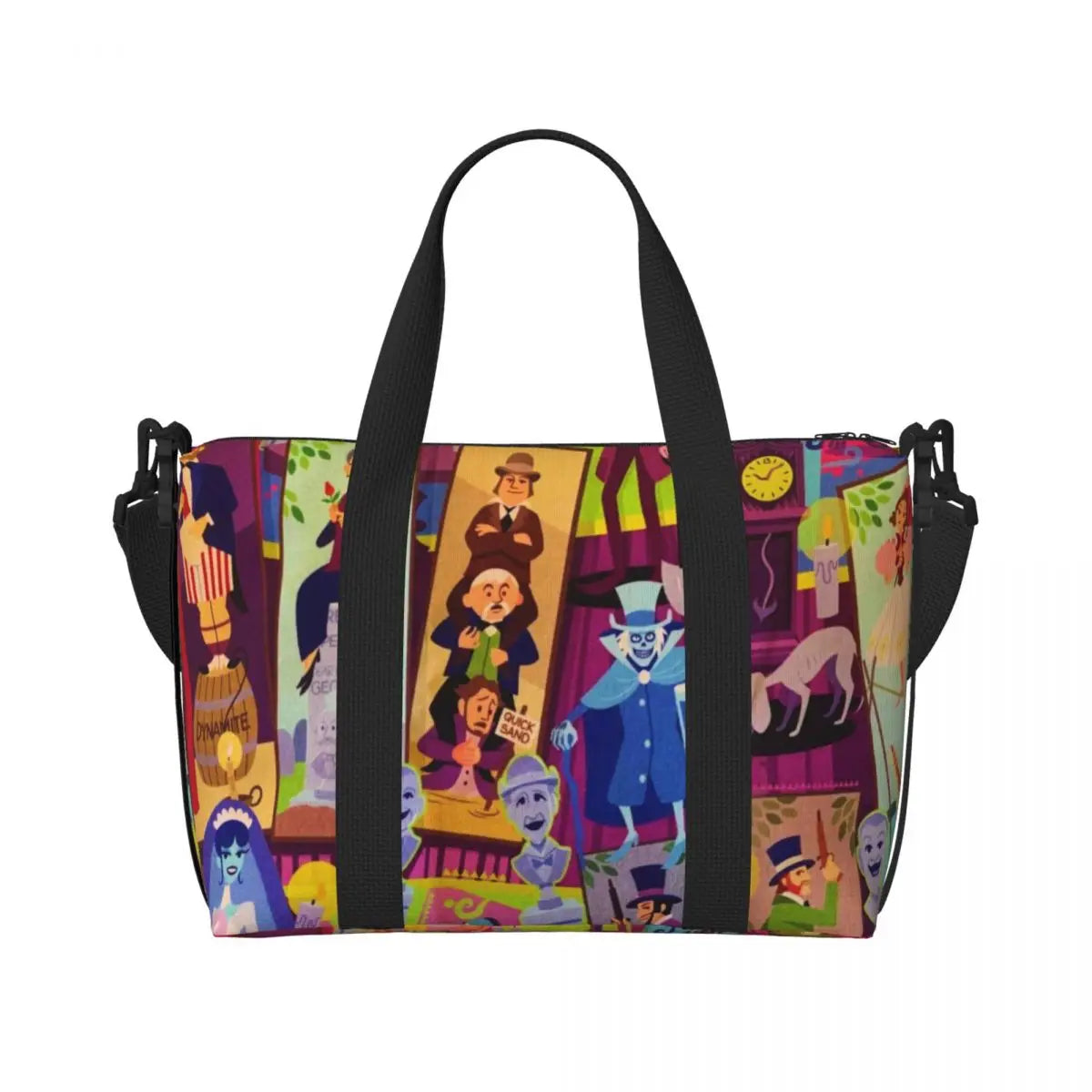 Custom Haunted Mansion Logo Groceries Shopping Tote Bags Women Large Capacity Halloween Grimace Ghosts Gym Beach Travel Bags