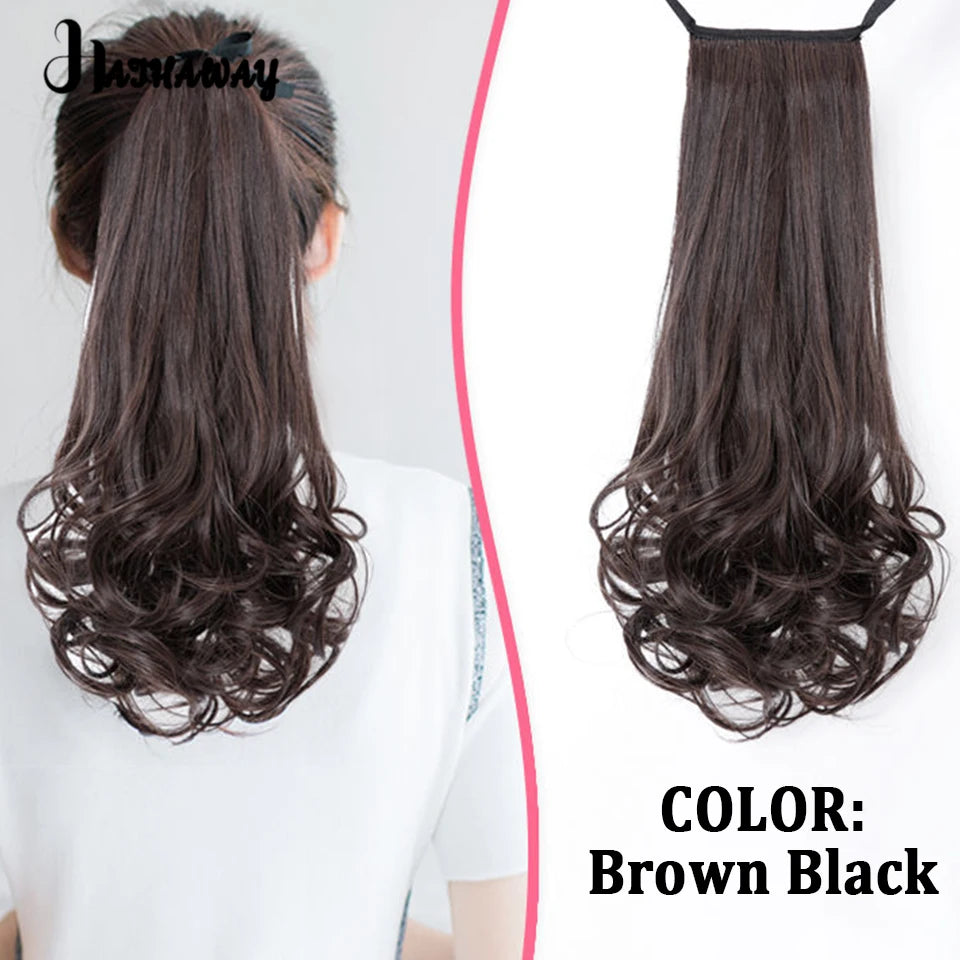 14 Inch Wavy Long Curly Hair Strap-type Pear Flower Curly Wig Ponytail Female Synthetic Fluffy Natural Shopping Commuting Wear