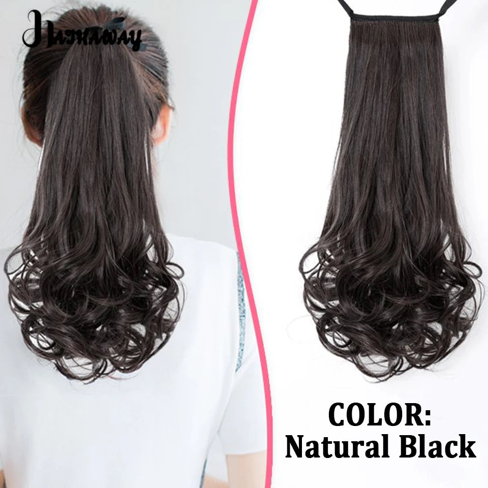 14 Inch Wavy Long Curly Hair Strap-type Pear Flower Curly Wig Ponytail Female Synthetic Fluffy Natural Shopping Commuting Wear