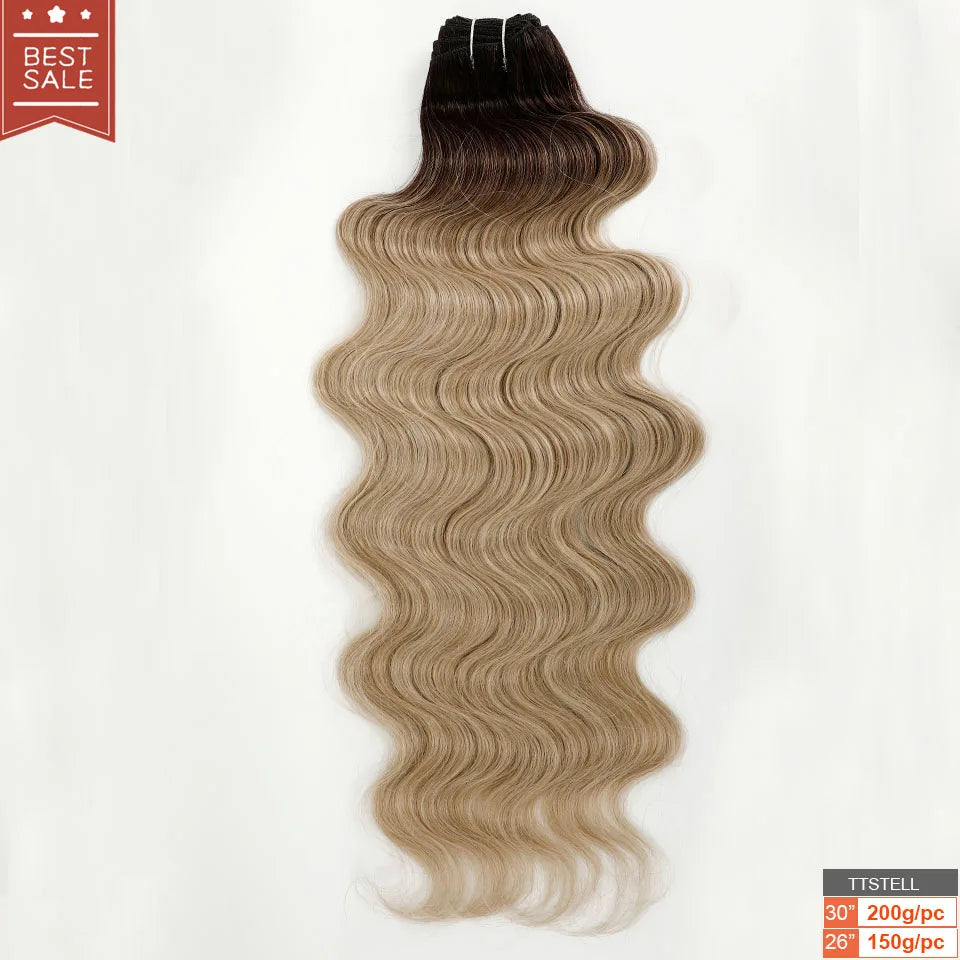 Magicea 26"&30" Brown Body Wave Bundles Ponytail Hair Extensions Heat Resistant Fiber Hair Thick Synthetic Hair Extensions