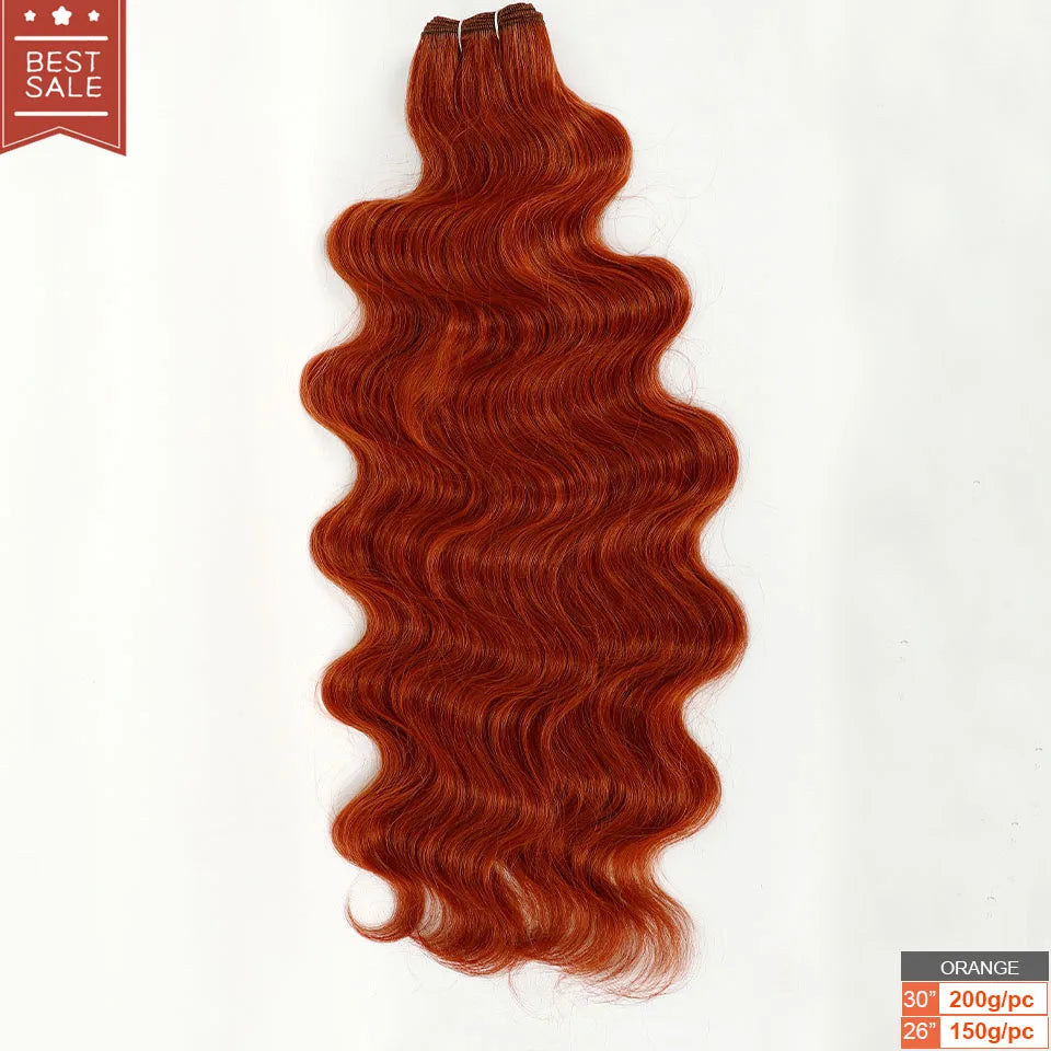 Magicae 30Inches 200 Grams Long Synthetic Hair Weave Ombre 27/ 613 Blond Brown Hair Extensions Body Wave Ponytail Hair Bundles
