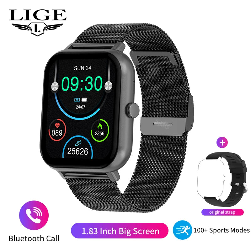 LIGE Women Smartwatch Bluetooth Answer Call Voice Assistant Whatsapp Reminder Men Smart Watch Sports Fitness Waterproof Watches