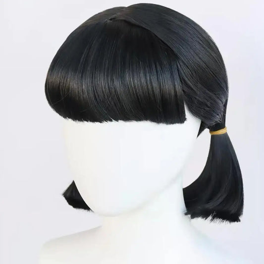 For Squid Game 2 Younghee Wig, Dual Ponytails Cosplay Wig with Straight Bangs for Kids, Synthetic Hair for Halloween Costume