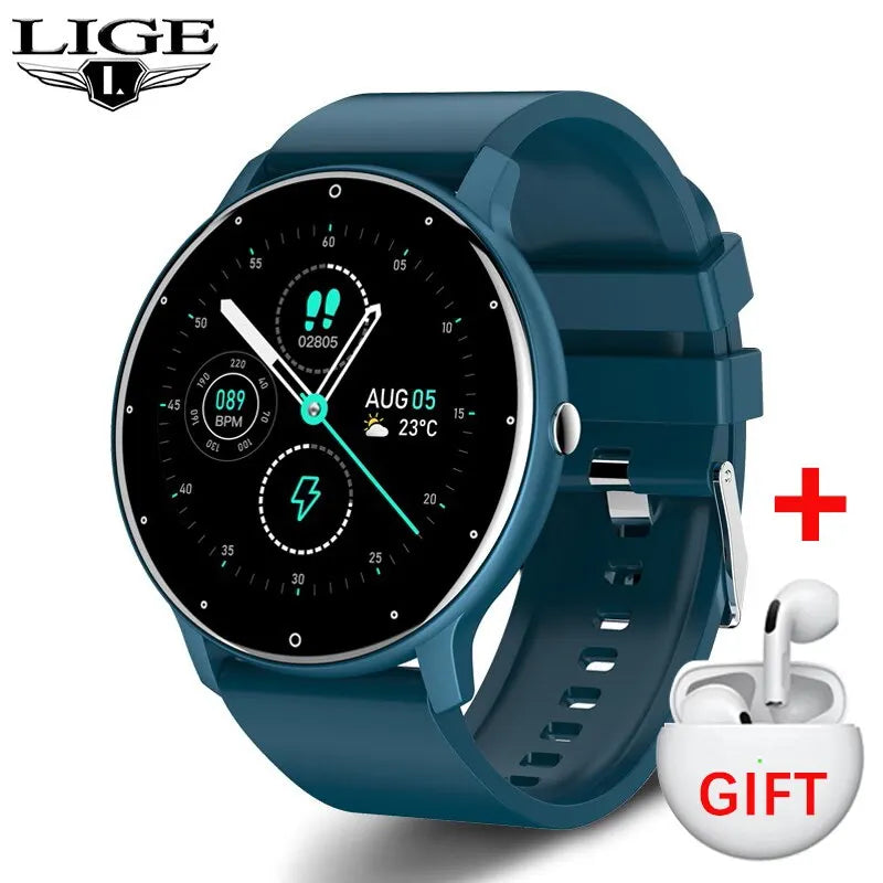 LIGE 2024 New Men Smart Watch Real-time Activity Tracker Heart Rate Monitor Sports Women Smart Watch Men Clock For Android IOS