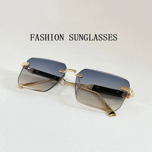 New 2024 Square Sunglasses Women Trendy Vintage Designer Rimless Sunglasses For Men Vacation Fashion Glasses Lentes De Sol Mujer