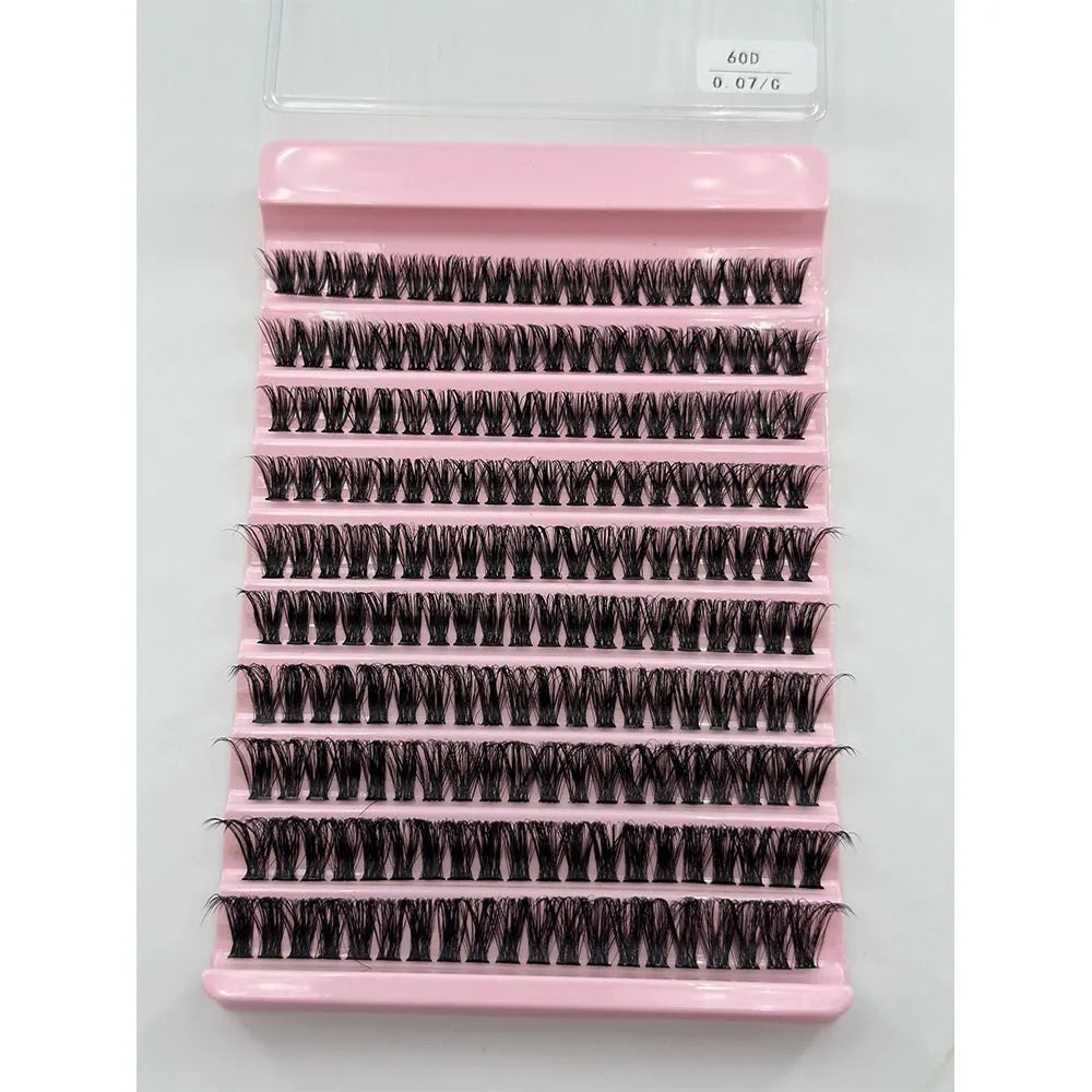 10 Rows Cluster Lashes Individual 40D Thickness Mixed Length 8-16mm D Curl Natural&Anime Look Individual Lash Clusters 3D Effect