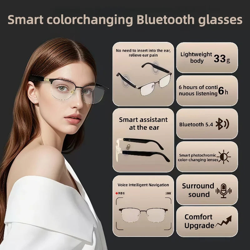 GS06 Bluetooth Glasses Earphones 2025 New Edition Glasses with Earphone Function Smart Touch Waterproof Microphone Earphones