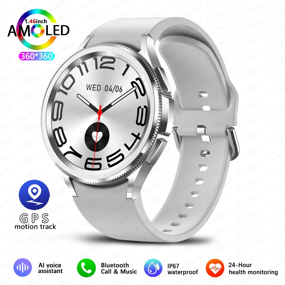 2025 New Smart Watch 6 Classic Smart Watch Fashion Men Sports Fitness Waterproof Heart Rate AMOLED HD Bluetooth Call Smartwatch