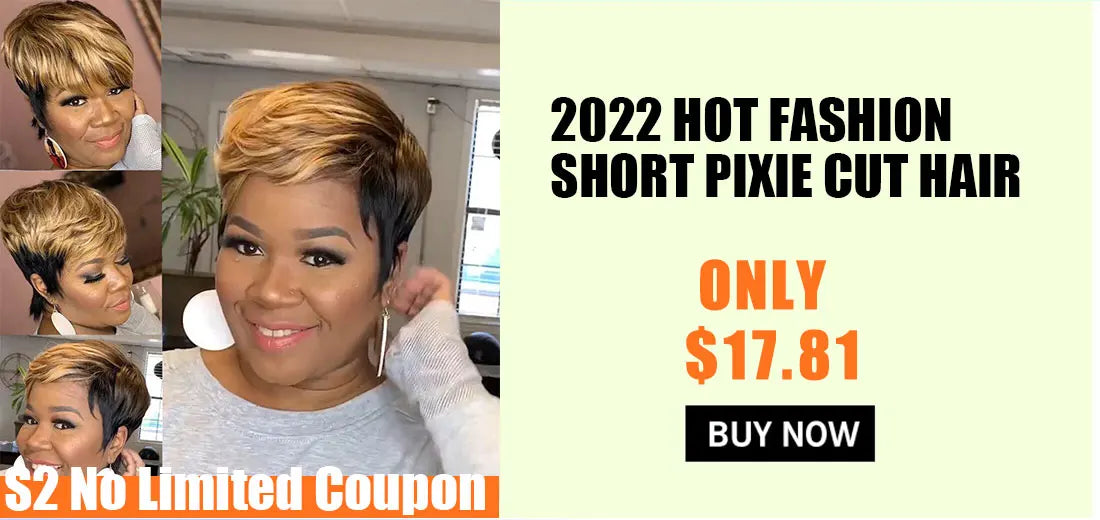 WIGERA Highlight Synthetic Wigs Short Straight Pixie Cut Hair Bob Wig Honey Gold Mix Black Hair For Woman