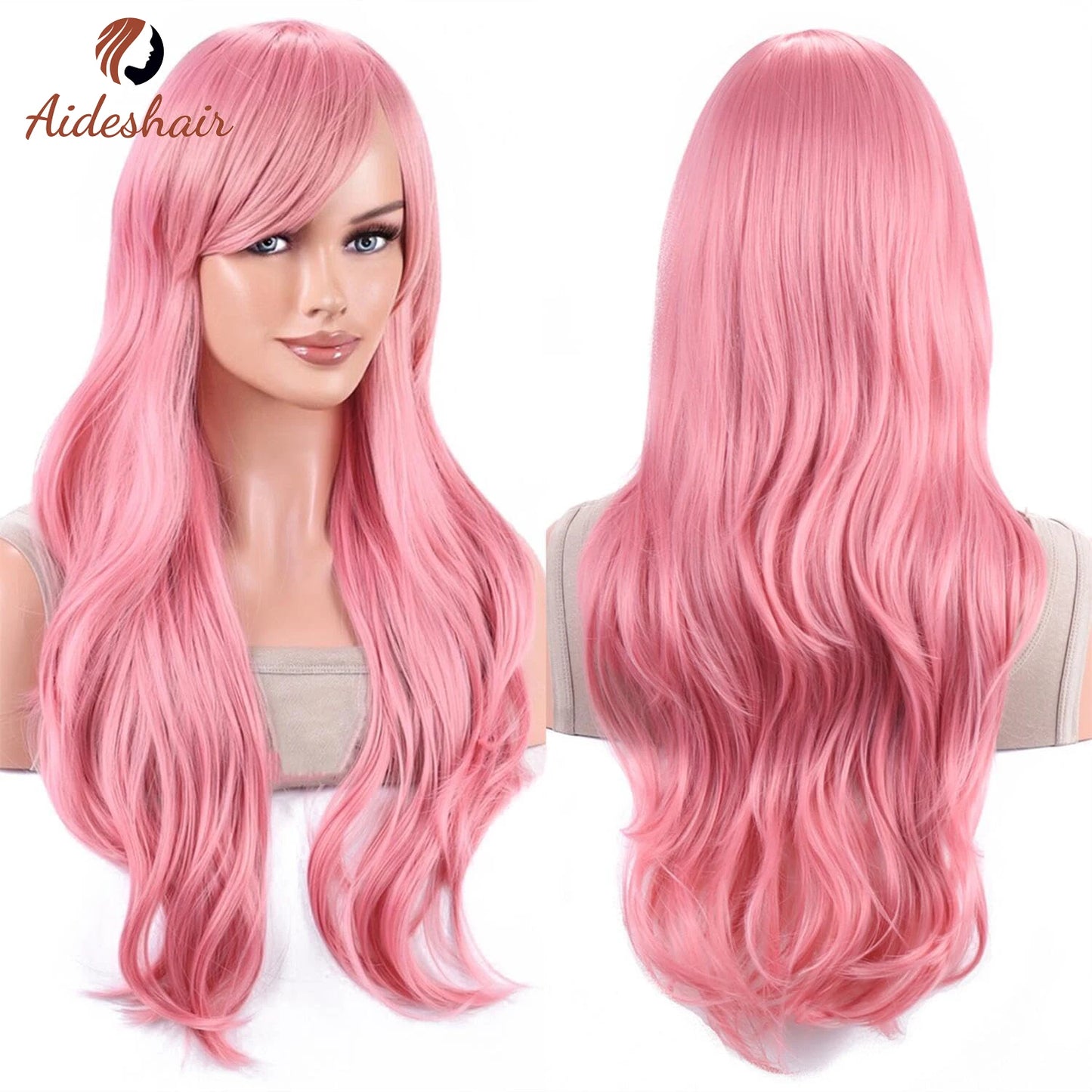 Aideshair synthetic wig Fashion Wigs 28" 70cm Long Wavy Curly Hair Heat Resistant Wig Cosplay Wig For Women With Free Wig Cap