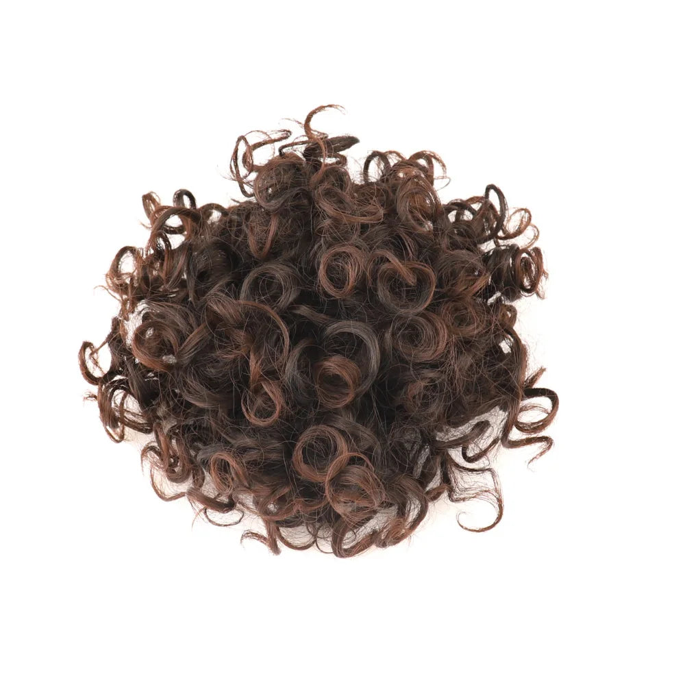 Curly Elastic Drawstring Hair Bun Wave Messy Bun Large Full Hair Bun Hairpiece Short Synthetic Ponytail Extension for Women