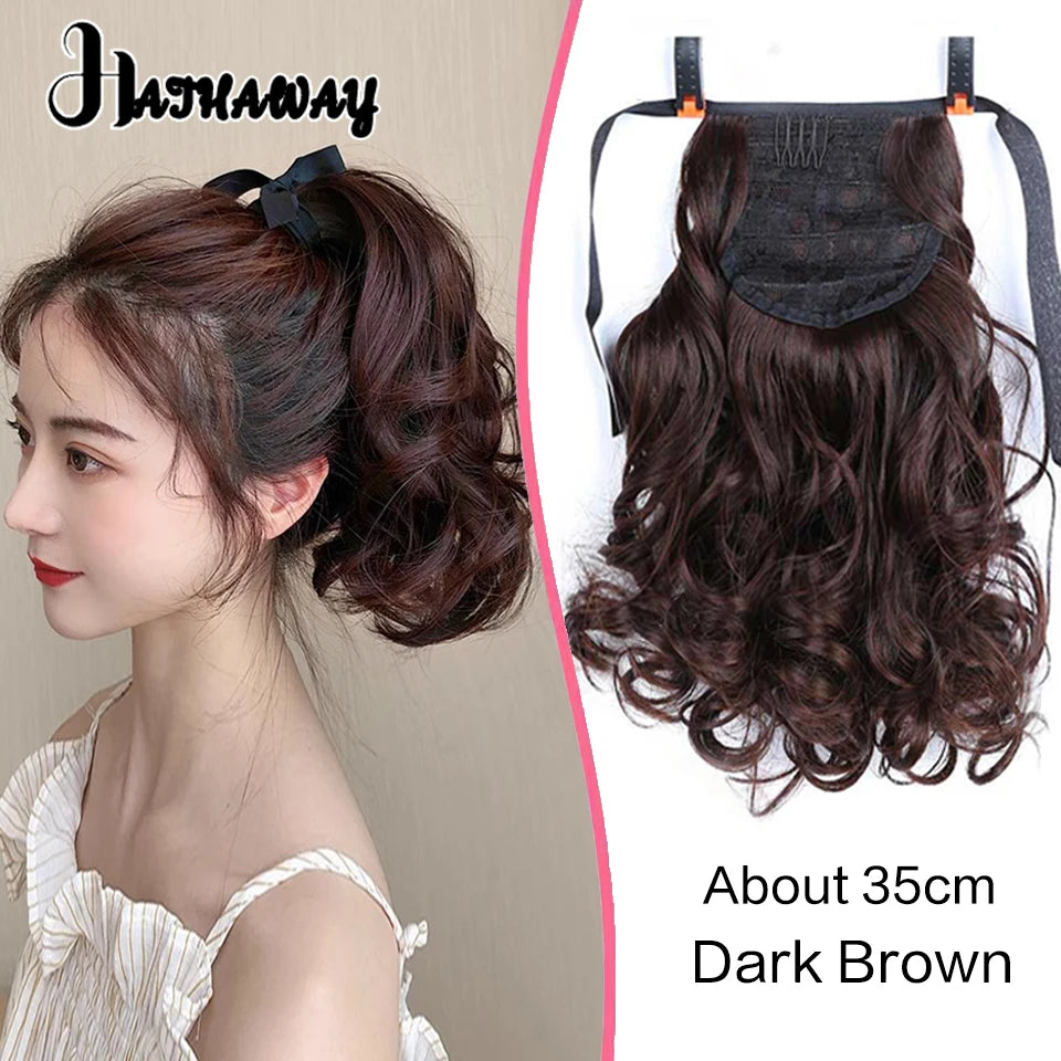 14 Inch Wavy Long Curly Hair Strap-type Pear Flower Curly Wig Ponytail Female Synthetic Fluffy Natural Shopping Commuting Wear