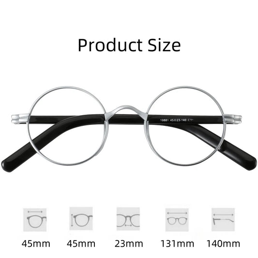 FIRADA New Fashion Small Size Round Glasses Retro Pure Titanium Eyewear Comfortable Eyeglasses Frame For Men And Women ST10881-C