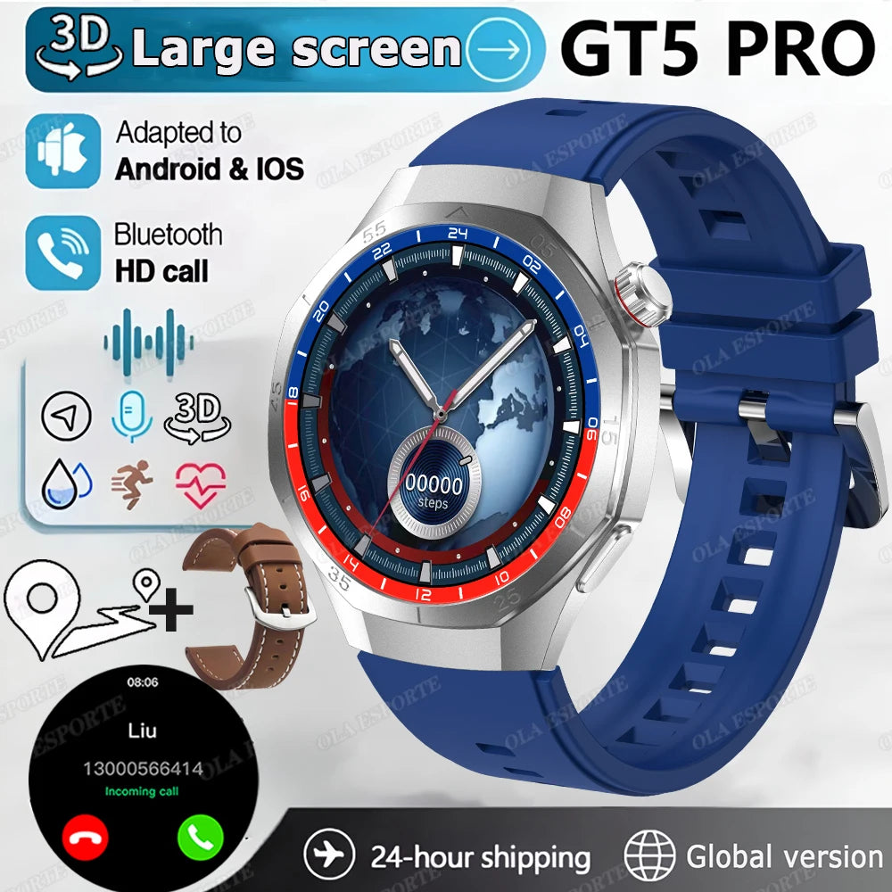 2025 WATCH 5 Smart Watch Men 1.52" HD AMOLED Screen Heart Rate Monitor Bluetooth Call GPS Sport Fitness Tracker Smartwatch Women