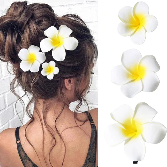 Fashion Women Plumeria Flower Hair Clips Girls Aesthetic Hairpins Egg Flower Barrette Party Bag Hair Accessories