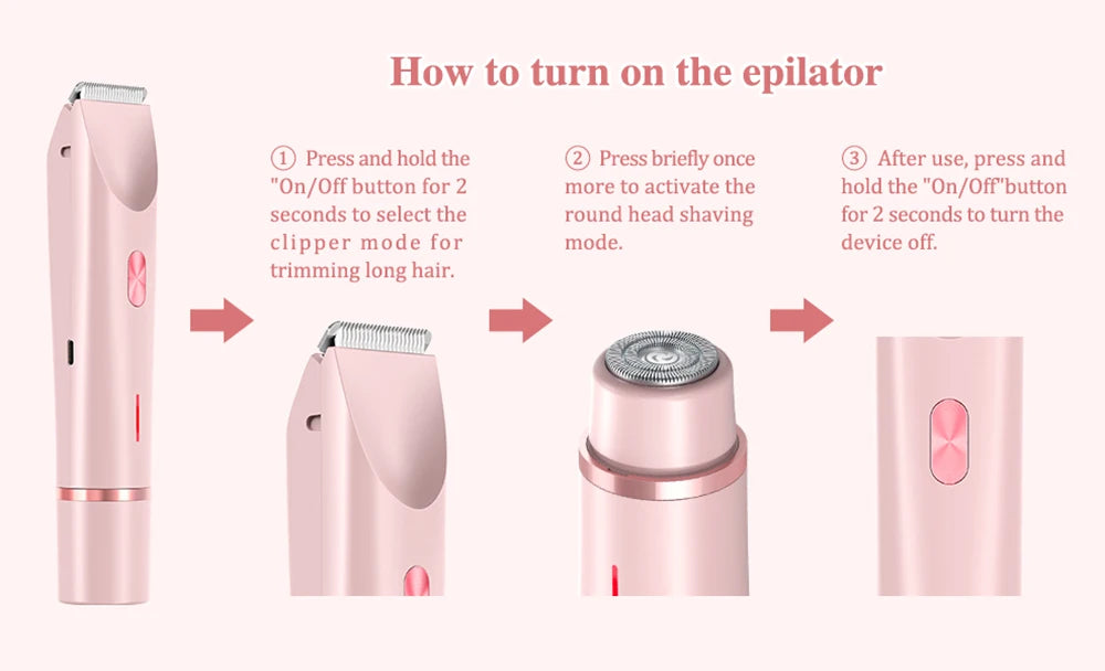 Electric Shaver for Women Arms Armpit Legs Pubic Hair Electric Razors for Women Rechargeable Bikini Trimmer for Women Body Hair