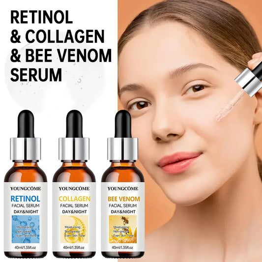 3Pcs/set Wrinkle Remover Face Serum Lifting Firming Fade Fine Lines Anti-aging Essence Whitening Brighten Skin Care