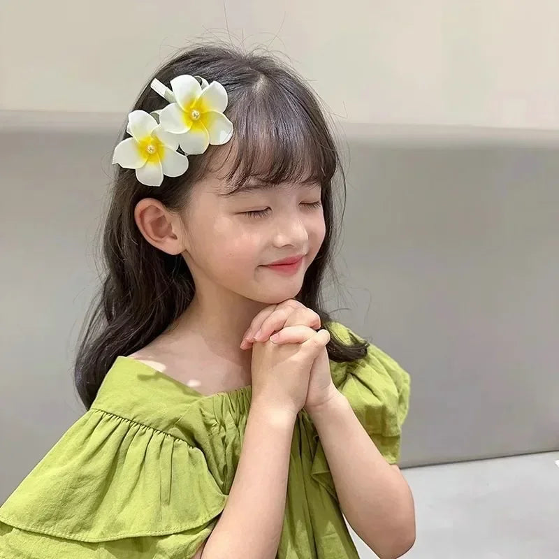 Fashion Women Plumeria Flower Hair Clips Girls Aesthetic Hairpins Egg Flower Barrette Party Bag Hair Accessories
