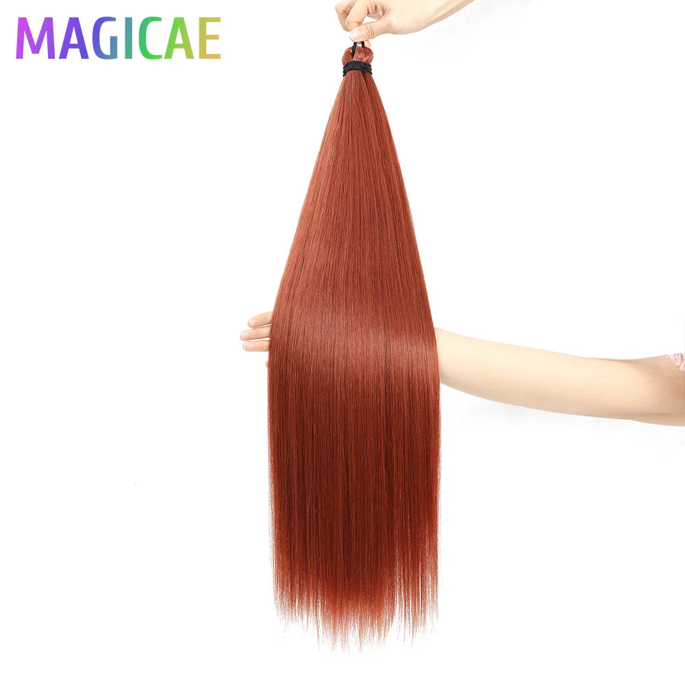 Magicae Braiding 28inches Hair 72cm Heat Resistant Ash Blonde Ombre Brown Sliver White 60# Cold Fusion Micro Crochet Hair Weave