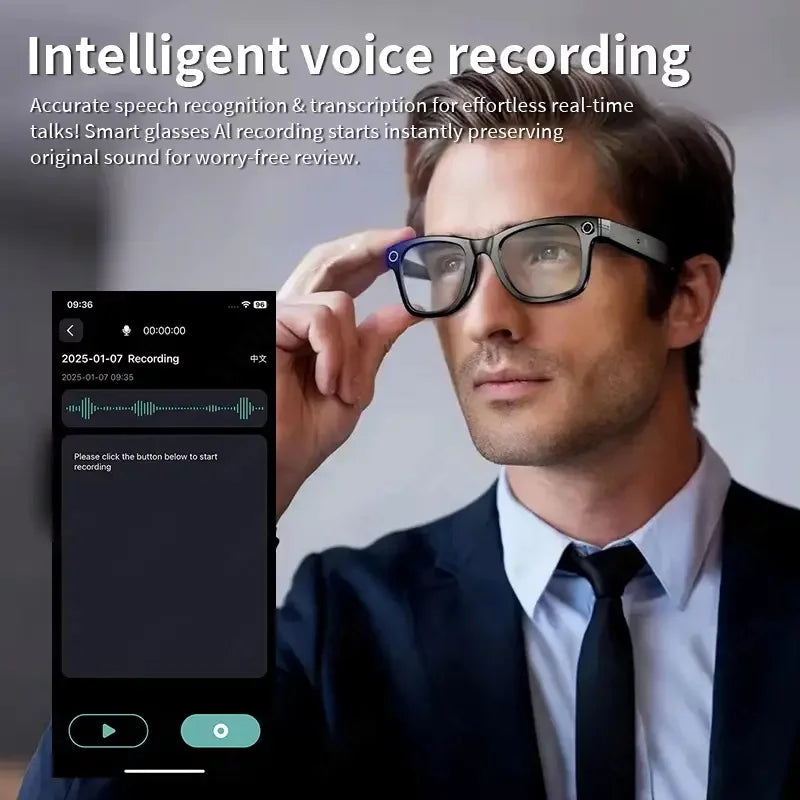 Outdoor 800W Pixel Photography Smart Glasses Men AI Translation Video Recording Voice Assistant Waterproof Fashion Glasses Women