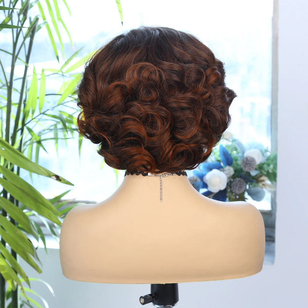 Wignee Body Wave Short Wig Brown Color Synthetic Hair Wigs For Women Side Part Wigs On Sale Clearance Cosplay Wig Daily Use