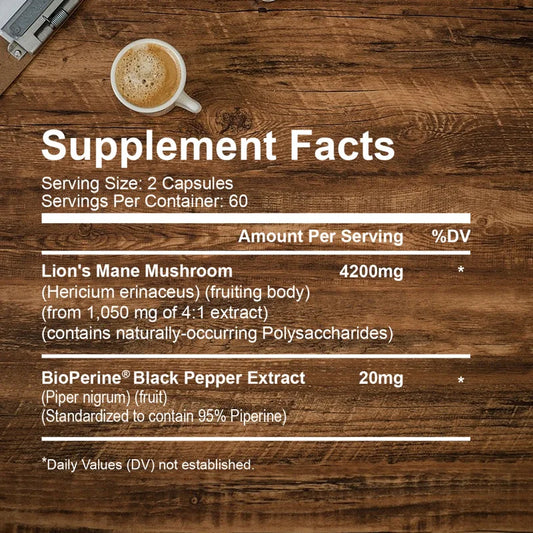 Lions Mane - Relieve Stress, Immune System Health, Improve Memory, Protect Brain Nerves