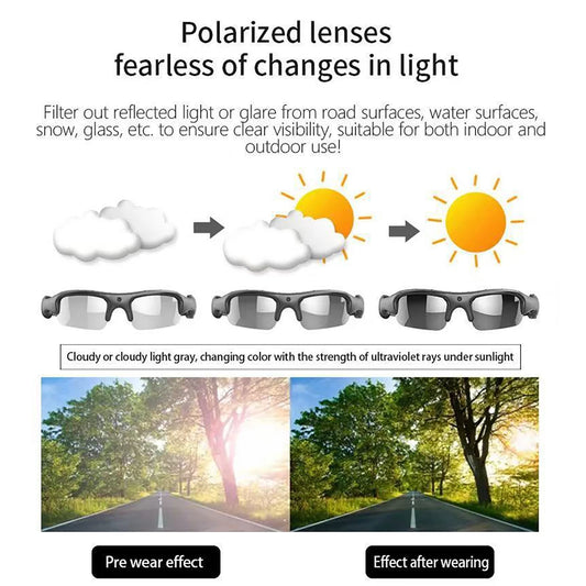 Smart Glasses WIFI 1080P Camera Outdoor Bicycle Motorcycle Security Protection Sunglasses Video Camera Polarized Lens Sports Cam