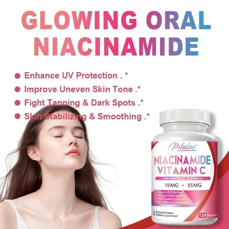 Niacinamide Vitamin C - Supports Skin Cell and Brain Health, Skin Repair, Boosts Metabolism and Nerve Function Supplement