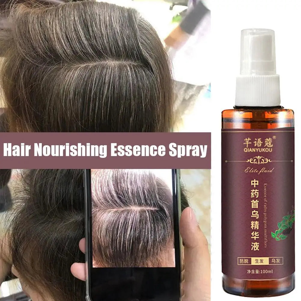 100ml Liquid Herbal Cure White Hair Treatment Spray Moisturizing Essence Shampoo Hair Oils Oil Control Hair Black Y1I8