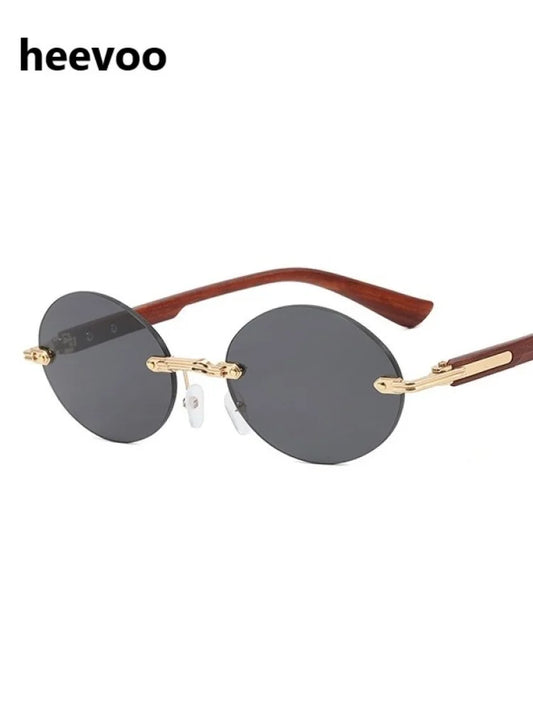 Vintage Frameless Sunglasses Women Men Rimless Wooden Glasses Luxury Brand Fashion Outdoor Driving Eyewear Shades Female UV400