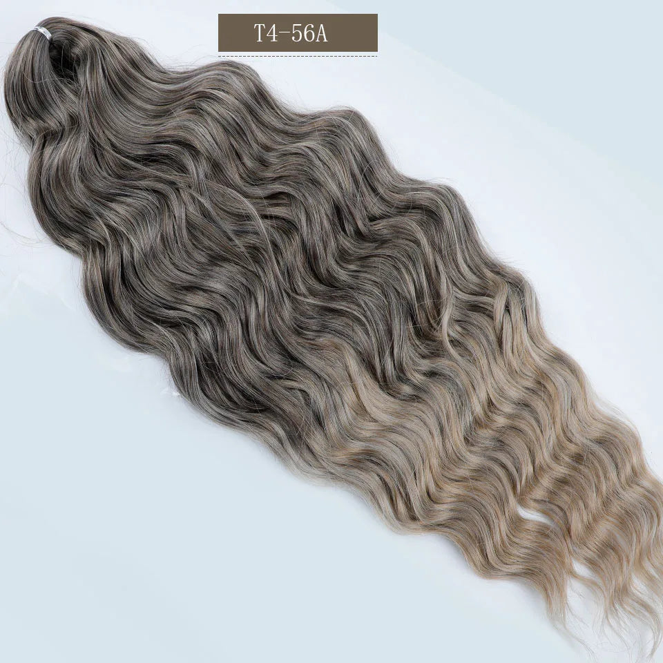 24 inches Body Deep Wave Crochet Braiding Pink Ombre Brown Hair Extensions Water Colored Braids Hair Blond Curly Hair Bundles