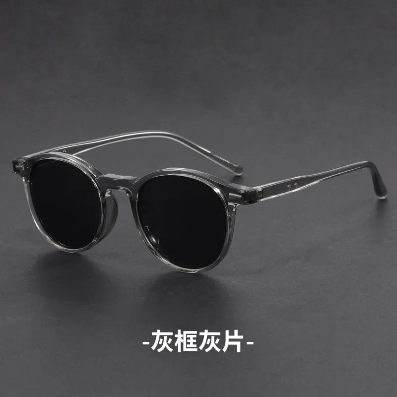 Korean Ultra Light Polarized Sunglasses Round Frame UV400 Sun Glasses Retro Trendy Fashion Driving Shades Men Women Versatile